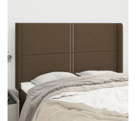 Tăblie de pat cu aripioare maro închis 147x16x118/128 cm textil