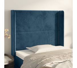 Tăblie pat cu aripioare albastru închis 83x16x118/128cm catifea