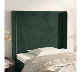 Tăblie pat cu aripioare verde închis 103x16x118/128 cm catifea