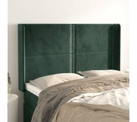 Tăblie pat cu aripioare verde închis 147x16x118/128 cm catifea