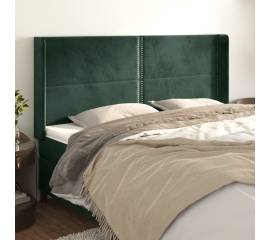 Tăblie pat cu aripioare verde închis 163x16x118/128 cm catifea