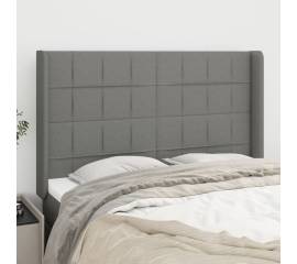 Tăblie de pat cu aripioare gri închis 147x16x118/128 cm textil