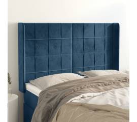 Tăblie pat cu urechi albastru închis 147x16x118/128 cm catifea
