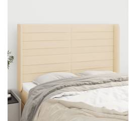 Tăblie de pat cu aripioare, crem, 147x16x118/128 cm, textil