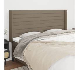 Tăblie de pat cu aripioare gri taupe 203x16x118/128 cm textil