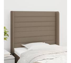 Tăblie de pat cu aripioare gri taupe 93x16x118/128 cm textil