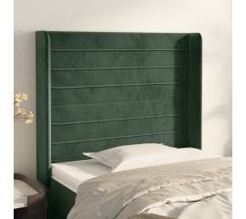 Tăblie pat cu aripioare verde închis 103x16x118/128 cm catifea