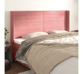Tăblie de pat cu aripioare, roz, 203x16x118/128 cm, catifea