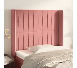 Tăblie de pat cu aripioare, roz, 83x16x118/128 cm, catifea