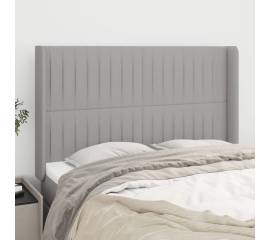 Tăblie de pat cu aripioare gri deschis 147x16x118/128 cm textil