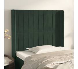 Tăblie pat cu aripioare verde închis 83x16x118/128 cm catifea