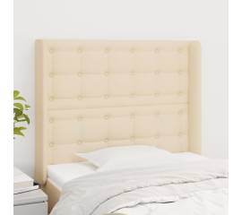 Tăblie de pat cu aripioare, crem, 93x16x118/128 cm, textil