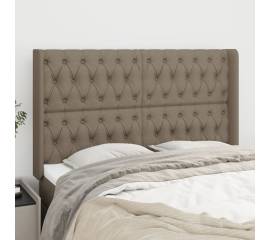 Tăblie de pat cu aripioare, gri taupe, 163x16x118/128cm, textil