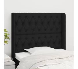 Tăblie de pat cu aripioare, negru, 103x16x118/128 cm, textil