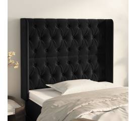 Tăblie de pat cu aripioare, negru, 93x16x118/128 cm, catifea