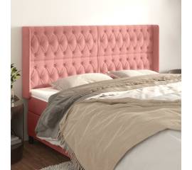 Tăblie de pat cu aripioare, roz, 183x16x118/128 cm, catifea