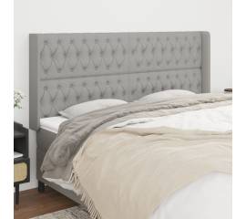 Tăblie de pat cu aripioare gri deschis 203x16x118/128 cm textil