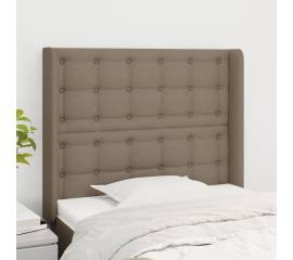 Tăblie de pat cu aripioare gri taupe 93x16x118/128 cm textil