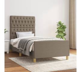 Cadru de pat cu tăblie, gri taupe, 90x200 cm, textil