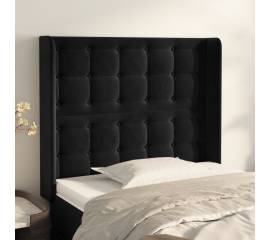 Tăblie de pat cu aripioare, negru, 93x16x118/128 cm, catifea