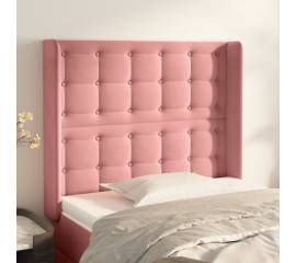 Tăblie de pat cu aripioare, roz, 93x16x118/128 cm, catifea