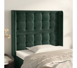 Tăblie pat cu aripioare verde închis 103x16x118/128 cm catifea