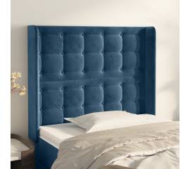 Tăblie pat cu urechi albastru închis 103x16x118/128 cm catifea