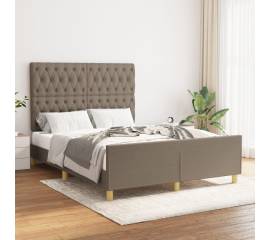 Cadru de pat cu tăblie, gri taupe, 140x190 cm, textil