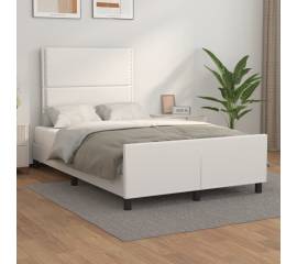 Cadru de pat cu tăblie, alb, 120x200 cm, piele ecologică