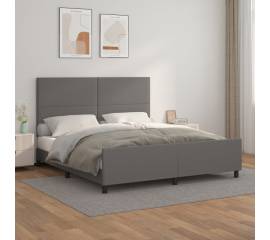 Cadru de pat cu tăblie, gri, 180x200 cm, piele ecologică