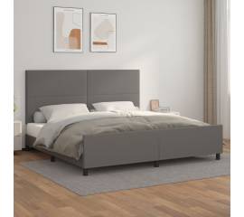 Cadru de pat cu tăblie, gri, 200x200 cm, piele ecologică