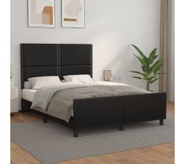 Cadru de pat cu tăblie, negru, 140x200 cm, piele ecologică