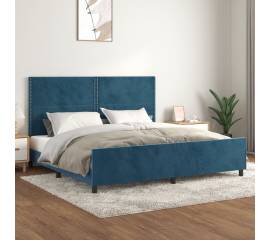 Cadru de pat cu tăblie, albastru închis, 200x200 cm, catifea