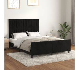 Cadru de pat cu tăblie, negru, 140x190 cm, catifea
