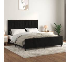 Cadru de pat cu tăblie, negru, 180x200 cm, catifea