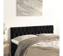 Tăblii de pat, 2 buc, negru, 80x7x78/88 cm, catifea