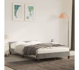 Cadru de pat cu tăblie, gri deschis, 120x200 cm, catifea