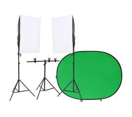 Kit studio foto cu set de lumini și ecran de fundal