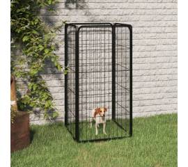 Padoc pentru câini cu 4 panouri, negru, 50x100 cm, oțel