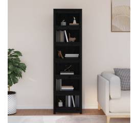 Bibliotecă, negru, 50x35x183 cm, lemn masiv de pin