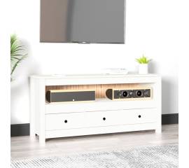 Comodă tv, alb, 114x35x52 cm, lemn masiv de pin