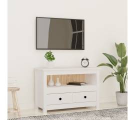 Comodă tv, alb, 79x35x52 cm, lemn masiv de pin