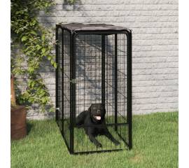 Padoc pentru câini cu 6 panouri, negru, 50x100 cm, oțel