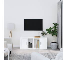Comodă tv, alb extralucios, 100x35x40 cm, lemn prelucrat