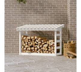 Rastel pentru lemne de foc, alb, 108x64,5x78 cm, lemn masiv pin