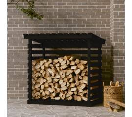 Rastel pentru lemne de foc, negru, 108x73x108 cm lemn masiv pin