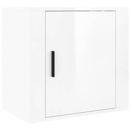Noptiere de perete, 2 buc., alb extralucios, 50x30x47 cm, 5 image