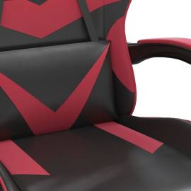 Scaun de gaming pivotant, negru și roșu vin, piele ecologică, 6 image