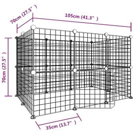 Cușcă animale de companie cu ușă 20 panouri negru 35x35 cm oțel, 4 image