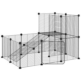 Cușcă animale de companie cu ușă 20 panouri negru 35x35 cm oțel, 2 image